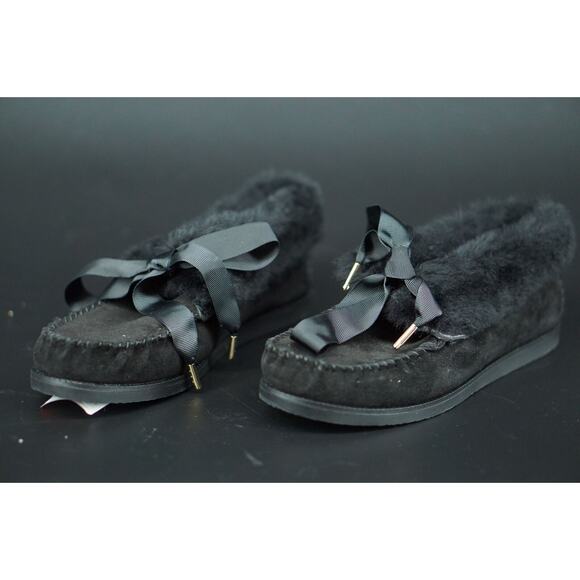 Tory Burch Aberdeen Genuine Rabbit Fur Trim Slipper Bootie SZ 5.5 NIB Black Bow - Picture 11 of 12